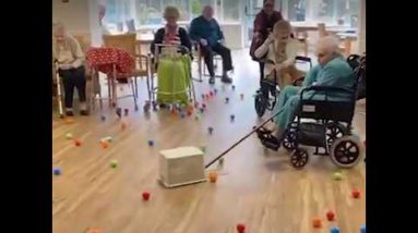Elderly residents at care dwelling play human game of Hungry Hungry Hippos amid coronavirus outbreak